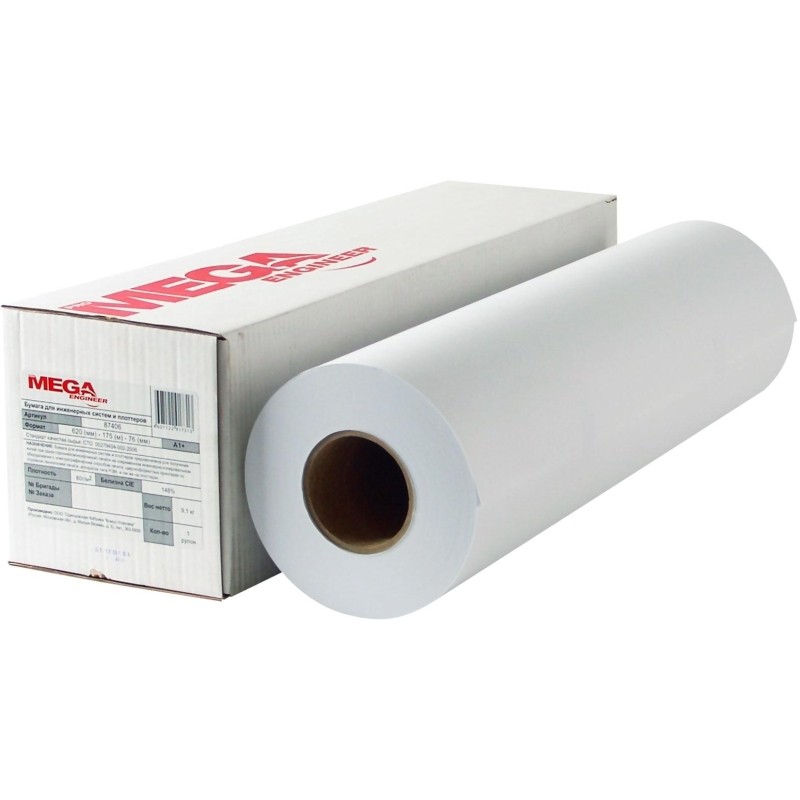 Бумага широкоформатная ProMEGA engineer Bright white 80г 420ммх150м 76мм
