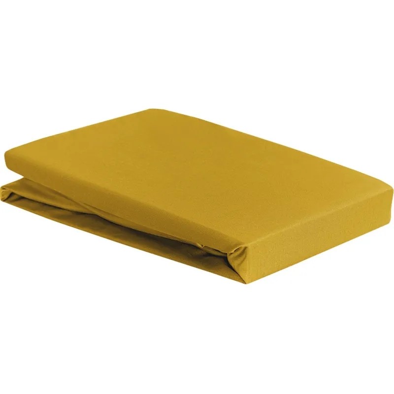 Простыня 160х200х30 на рез. из прем. сатина горчичного цвета,TK24-FS0050