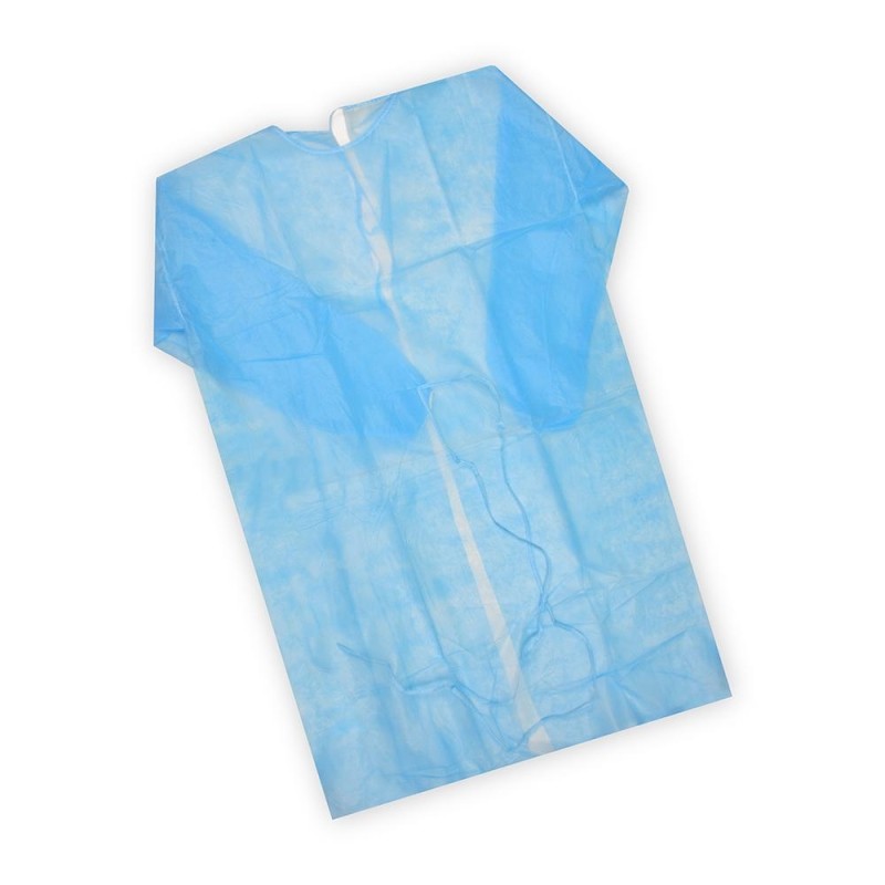 Халат н/с , на завязк, рук.рез, дл.110см, XL, пл 25, голуб, 10 шт/уп
