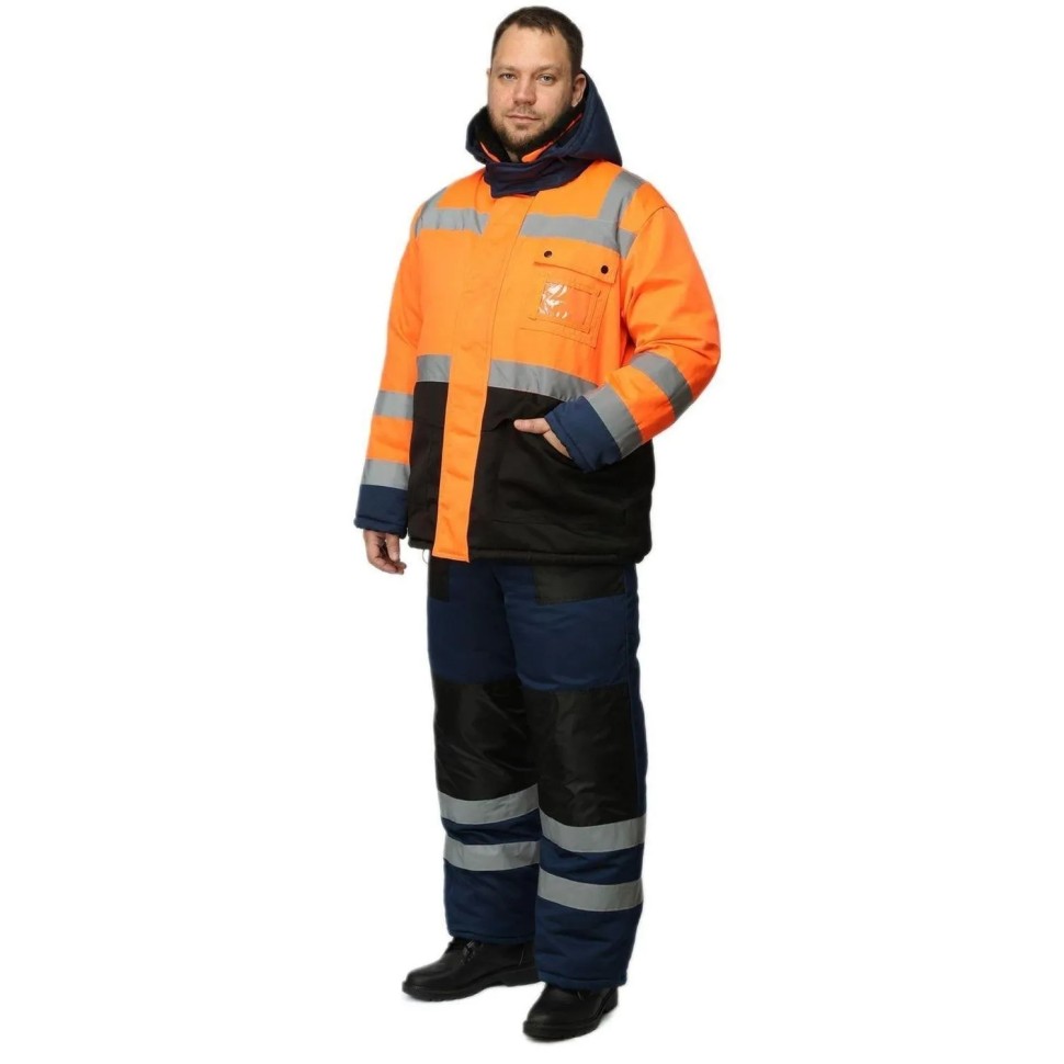 Костюм зимний КПК муж.оранж/син/черн 4клІV 80%ПЭ,20%ХЛ,100%ПЭ 44-46/182-188