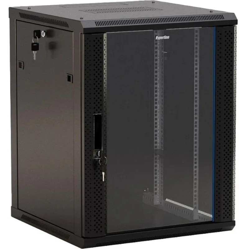 Шкаф настенный Hyperline (TWB-1566-GP-RAL9004) 15U 600x600мм черный IP20