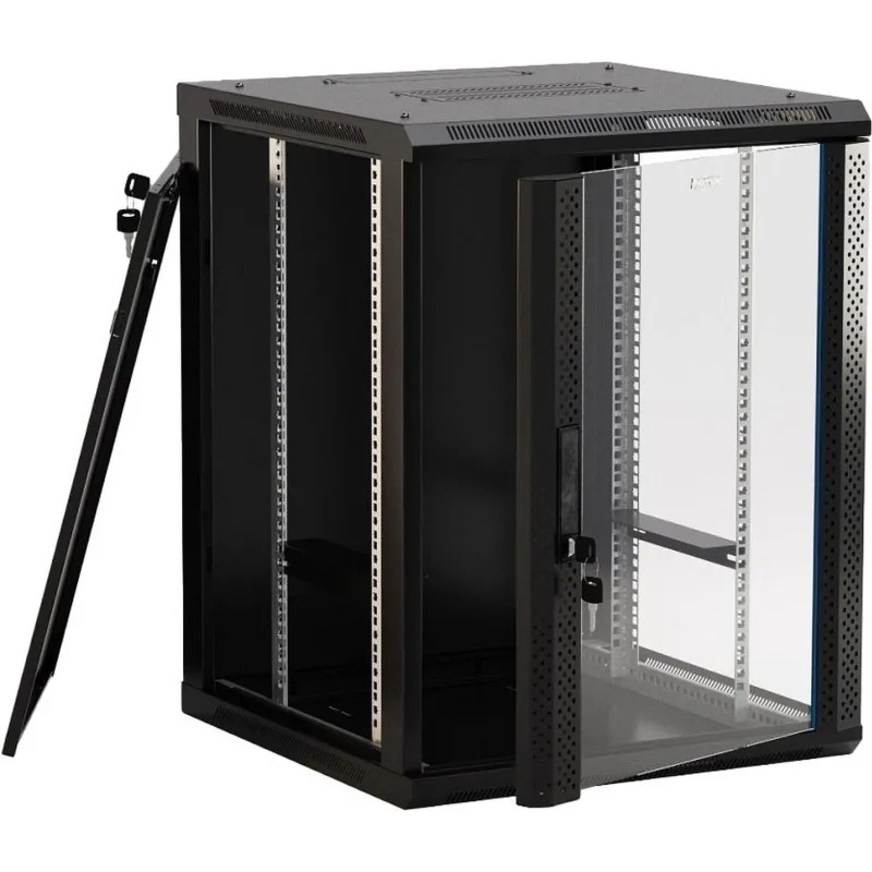 Шкаф настенный Hyperline (TWB-1566-GP-RAL9004) 15U 600x600мм черный IP20