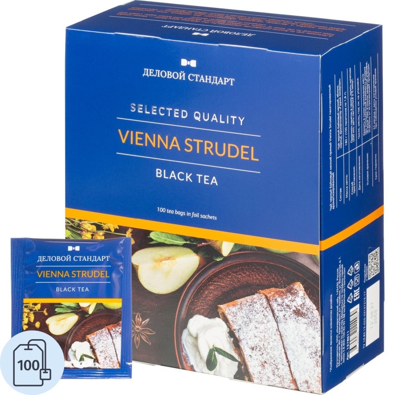 Чай Деловой Стандарт Vienna Strudel черн.с грушей 100 пакx1,8гр/уп
