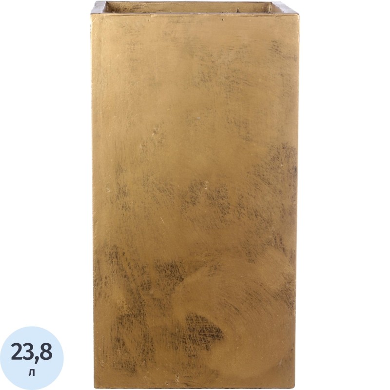 Кашпо Крисмас Высокое, квадратн,файберстоун,золот W23L23H45cm,TSXMAS-GLD-23