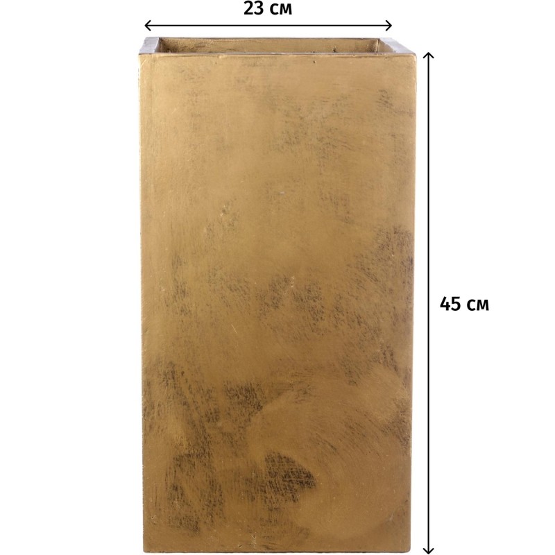 Кашпо Крисмас Высокое, квадратн,файберстоун,золот W23L23H45cm,TSXMAS-GLD-23