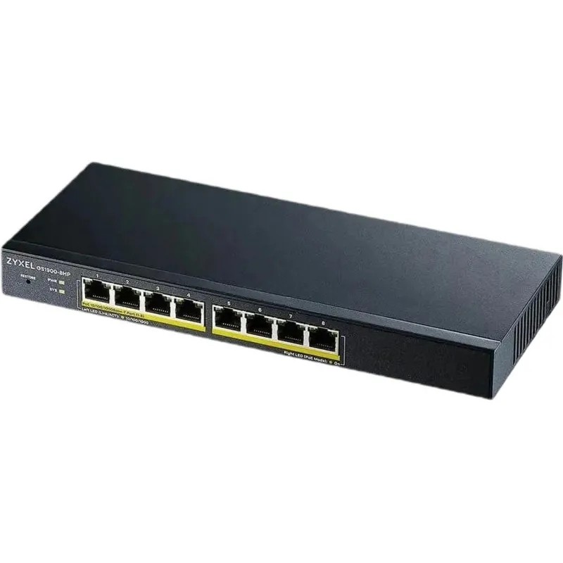 Коммутатор Zyxel Smart L2 PoE+ GS1900-8HP, 8xGE PoE+, 70 Вт