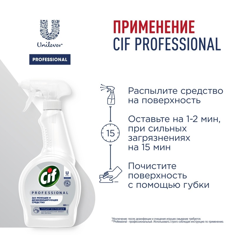 Универсальное чистящее средство СИФ профессиональное моющ, дез, 500л, т/р
