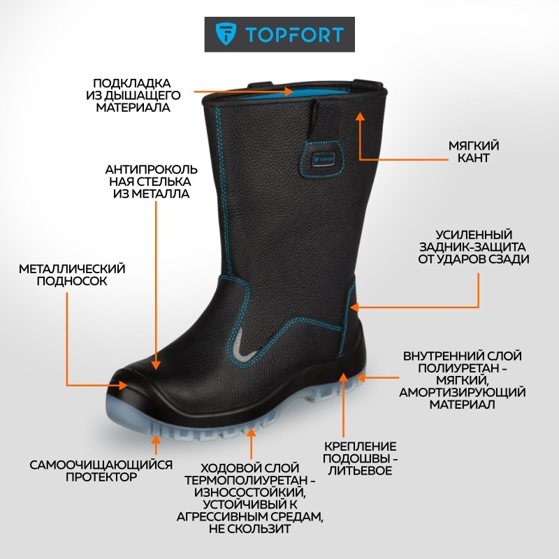 Сапоги ТОПФОРТ 5 МПП, ПУ/ТПУ р.43