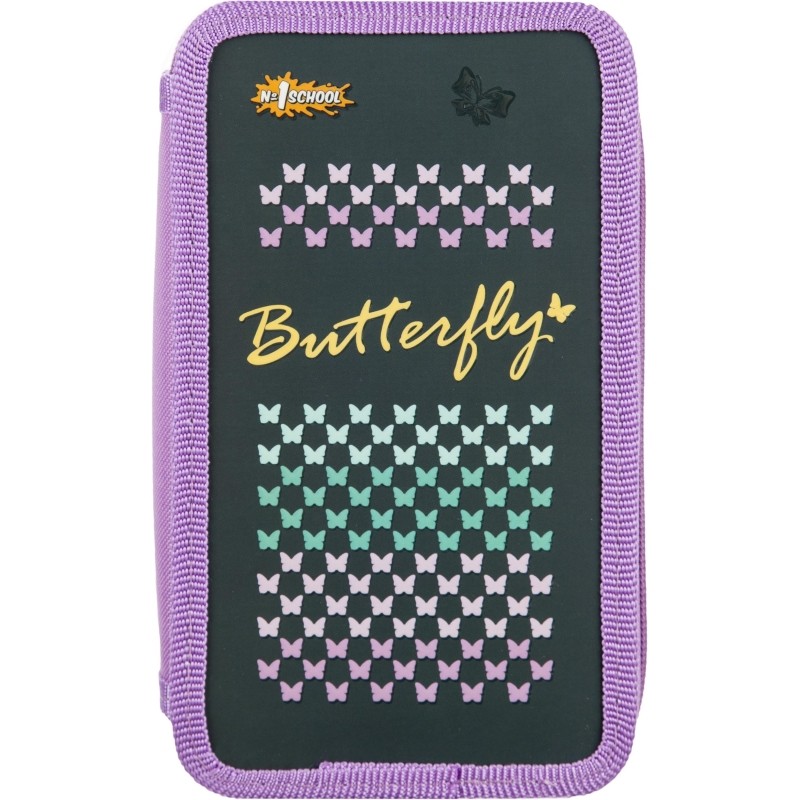Пенал Butterfly 2 отд.,  выборочный лак, 190x110 мм, ПКК 11-19