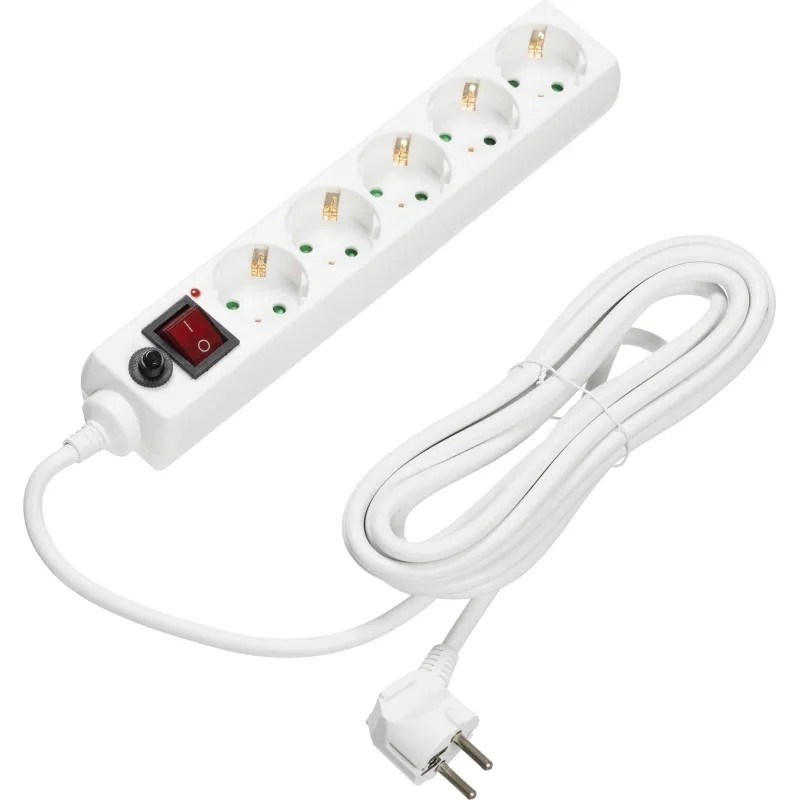 Сетевой фильтр BigTech CD5-5W15 (5р/5м/16А/3680 Вт 1,5мм белый)