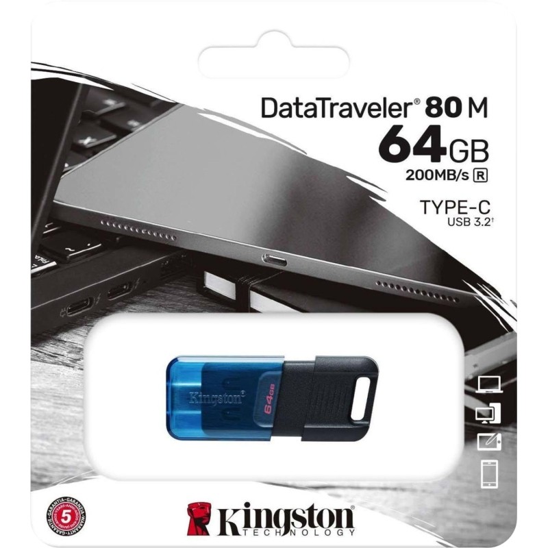 Флеш-память Kingston DataTraveler 80M, 64 Гб, OTG USB Type-C