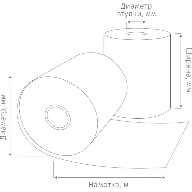 Ролики для касс 57 мм 40 м, вт. 12,  т/б 55 гр/м2, 8 шт/уп (спайка)(М)