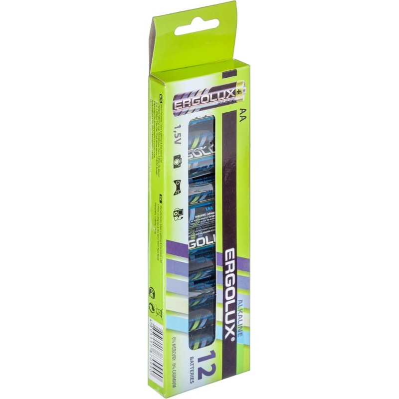 Батарейка Ergolux AA/LR 6 Alkaline BP-12 (LR 6 BP-12, 1.5В)(12 шт в уп.)