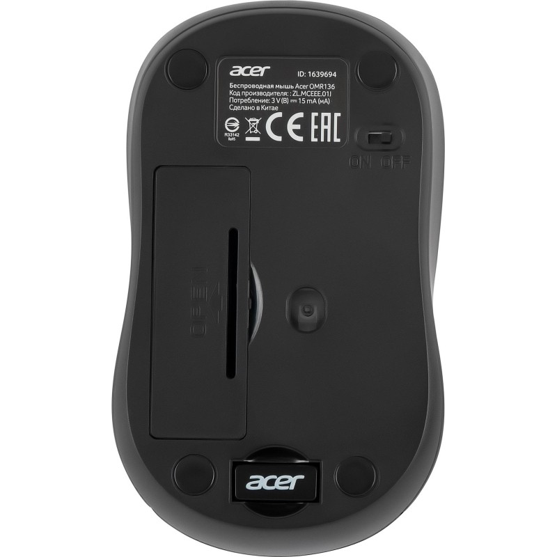 Мышь компьютерная Acer OMR136 красный  (1000dpi/WLS/USB/3кн (ZL.MCEEE.01J)