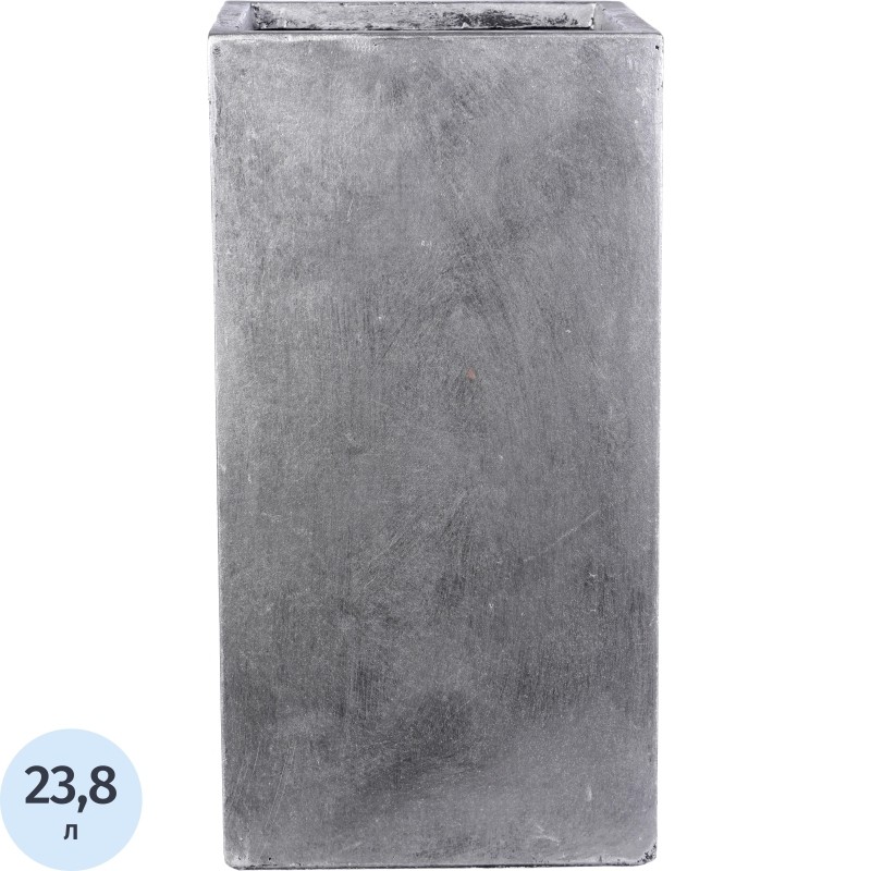 Кашпо Крисмас Высокое,квадратн,файберстоун,серебр W23L23H45cm,TSXMAS-SLV-23
