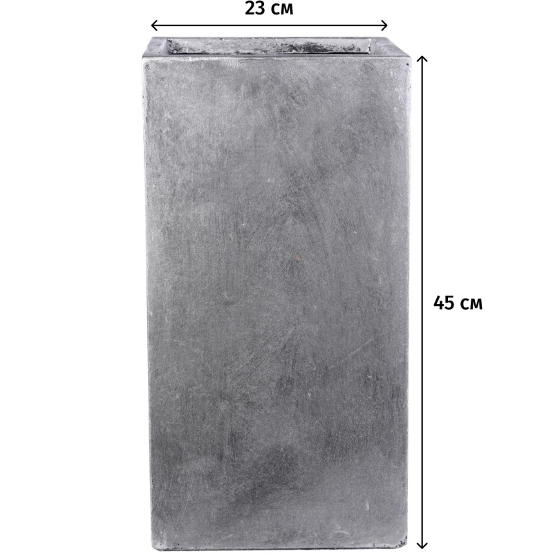 Кашпо Крисмас Высокое,квадратн,файберстоун,серебр W23L23H45cm,TSXMAS-SLV-23