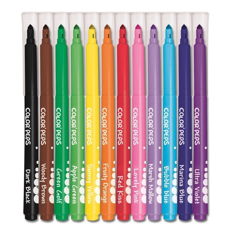 Фломастеры Maped COLOR&#039;PEPS LONG LIFE,3хгр.пиш.узел,смываем,12цв/наб,845020