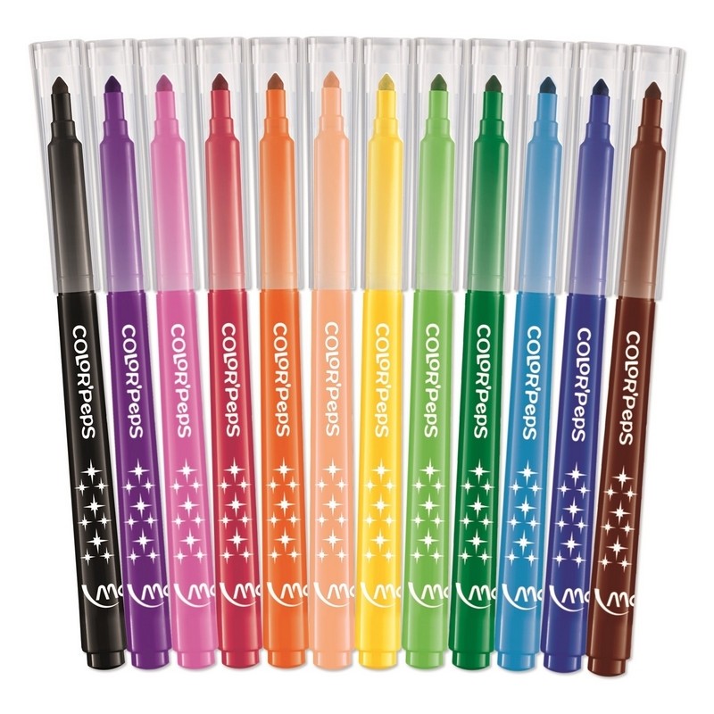 Фломастеры Maped COLOR&#039;PEPS LONG LIFE,3хгр.пиш.узел,смываем,12цв/наб,845020