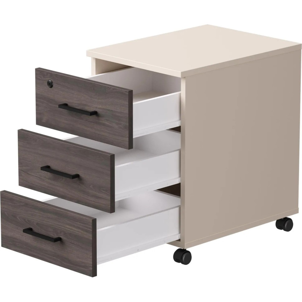 Тумба мобильная EVO 254T001GU/GU/DK 406х540х608 Кашемир/Кашемир/Дуб Пасад