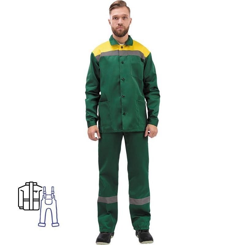 Костюм рабочий летний муж л02-КПК кур/пк зел/желт 56-58/170-176