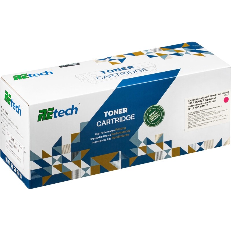 Картридж лазерный Retech 415X W2033X пур. пов. емк. для HP LJ M454/M479
