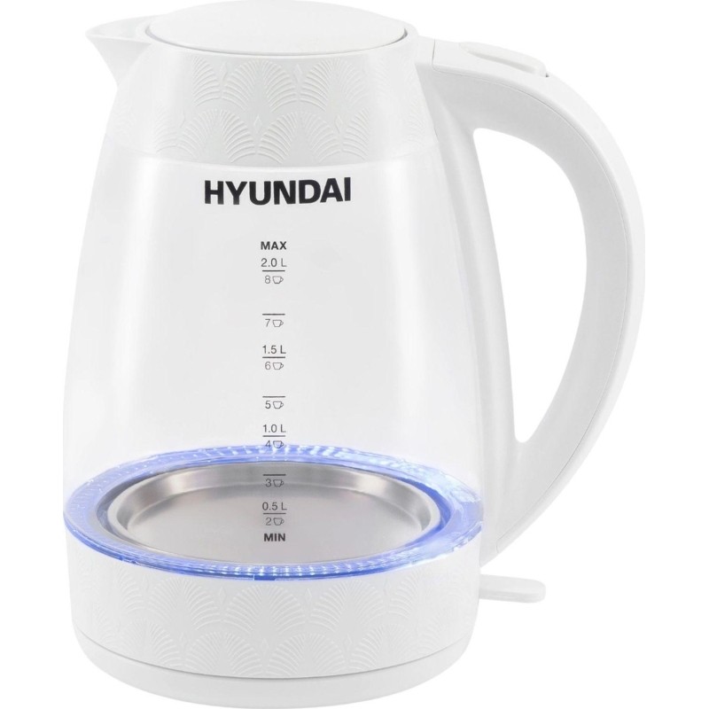 Чайник Hyundai HYK-G4506 2л. 2200Вт белый (стекло/пластик)