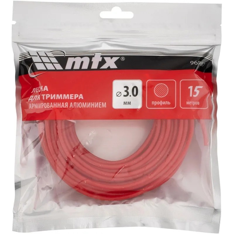 Леска для триммера армированная алюминием MTX круглая 3,0 мм х 15 м (96887)