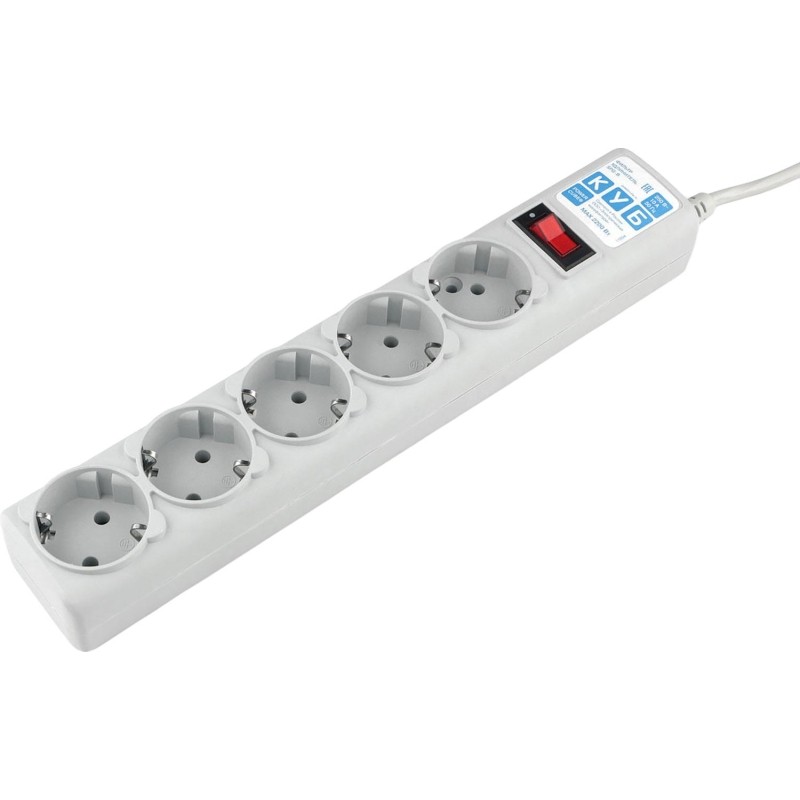 Сетевой фильтр Power Cube B 1.9 м 5 розеток (серый) 10А/2,2кВт(SPG-B-6)