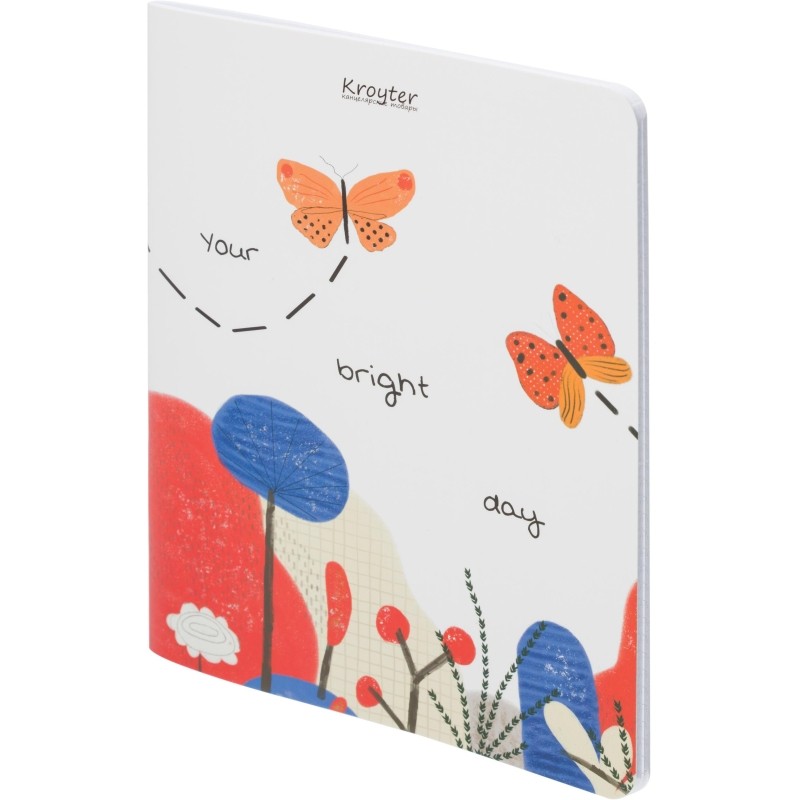 Тетрадь общая Kroyter А5,48л,клетка,скрепка Flowers, 4 шт/уп.66007