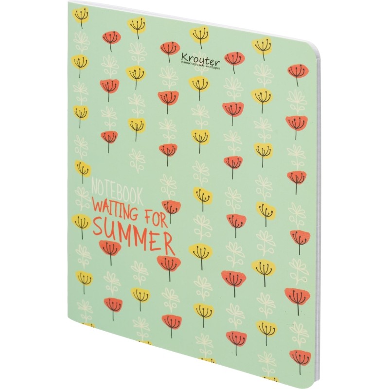 Тетрадь общая Kroyter А5,48л,клетка,скрепка Flowers, 4 шт/уп.66007