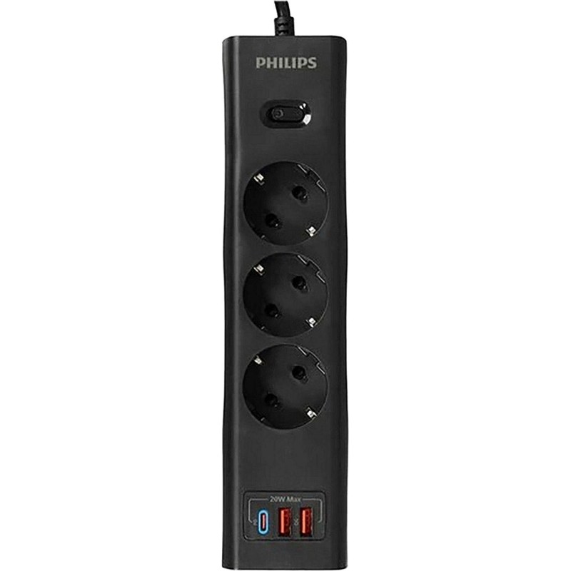 Сетевой фильтр Philips CHP4336BB/51 3р/3м с USB, 10А, черный