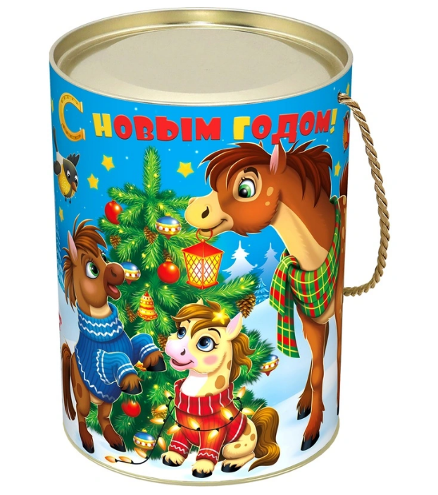 Новогодний сладкий подарок Веселые копытца Туба 500 грамм, K056