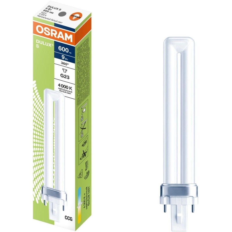 Лампа люминесцентная компактная DULUX S 9Вт/840 G23 OSRAM 4099854123542