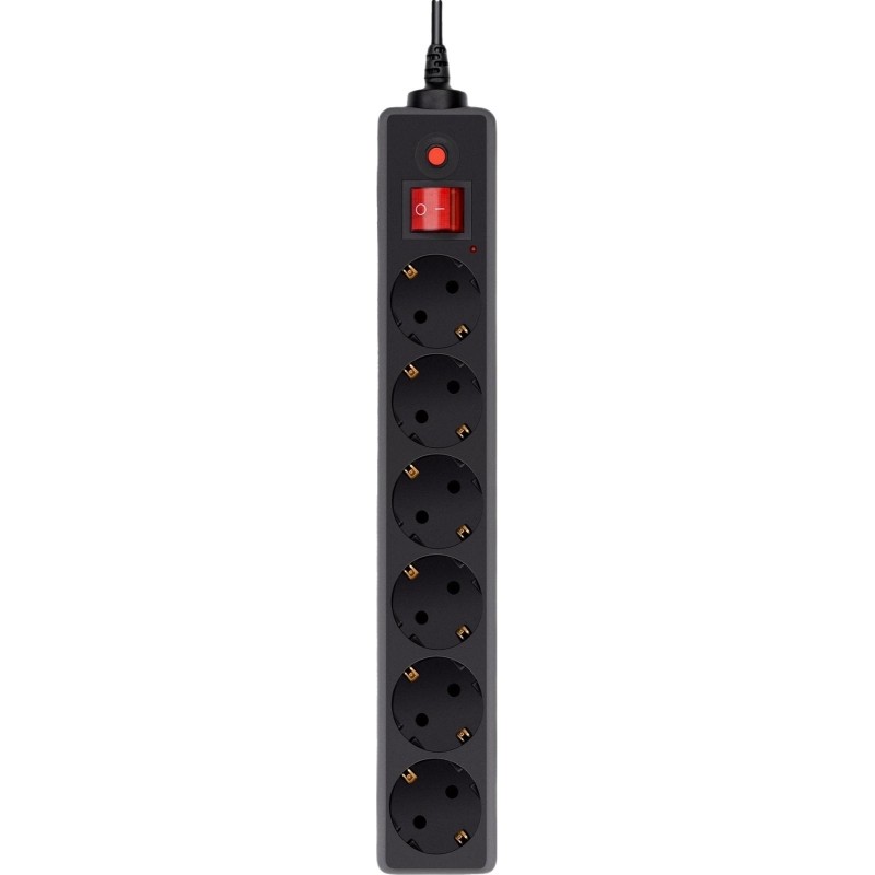 Сетевой фильтр Buro 600SH-16-1.8-B 1.8м (6 розеток) черный (коробка)