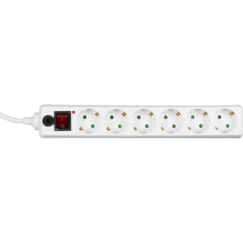 Сетевой фильтр BigTech CD6-5W15 (6р/5м/16А/3680 Вт 1,5мм белый)