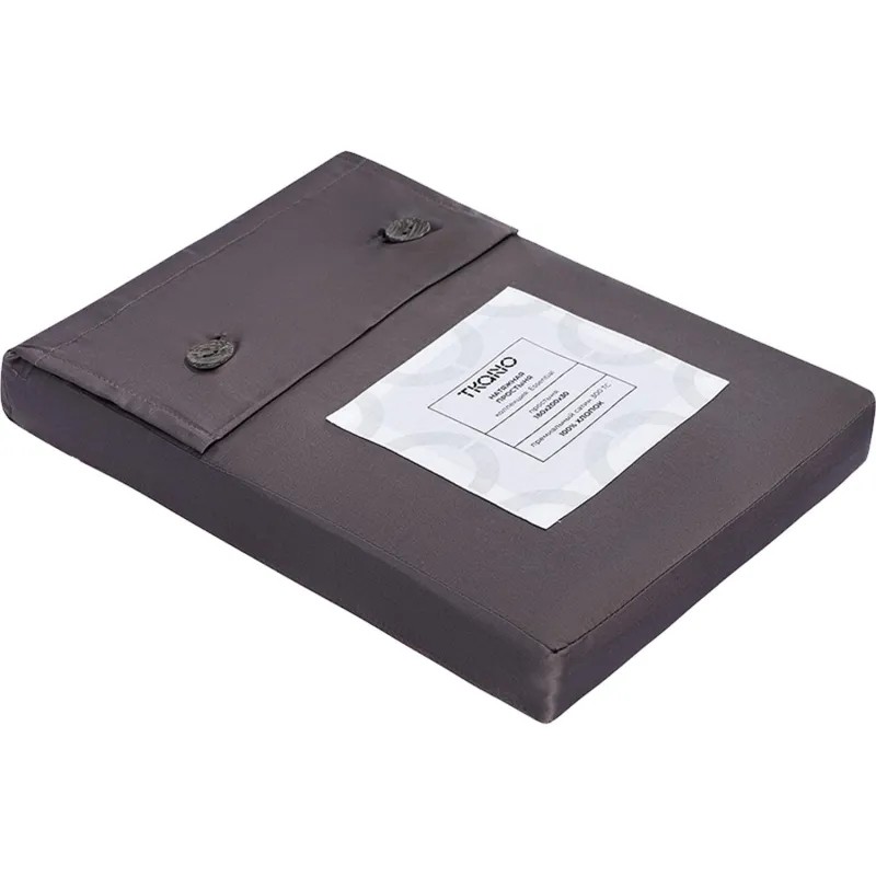 Простыня 180х200х30 на рез.из прем.сатина темно-серого цвета, TK24-FS0042