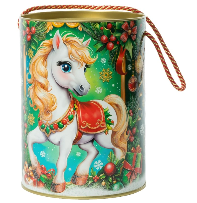 Новогодний сладкий подарок Золотая подкова Туба 700 грамм, K064