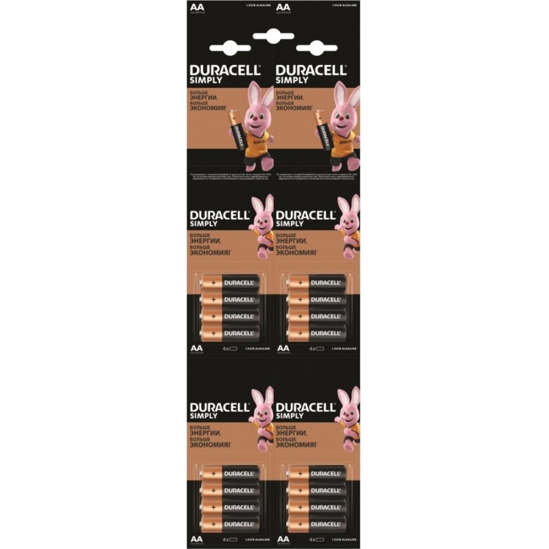 Батарейка Duracell LR6-4BL BASIC AA(16шт в упак)Б0046868