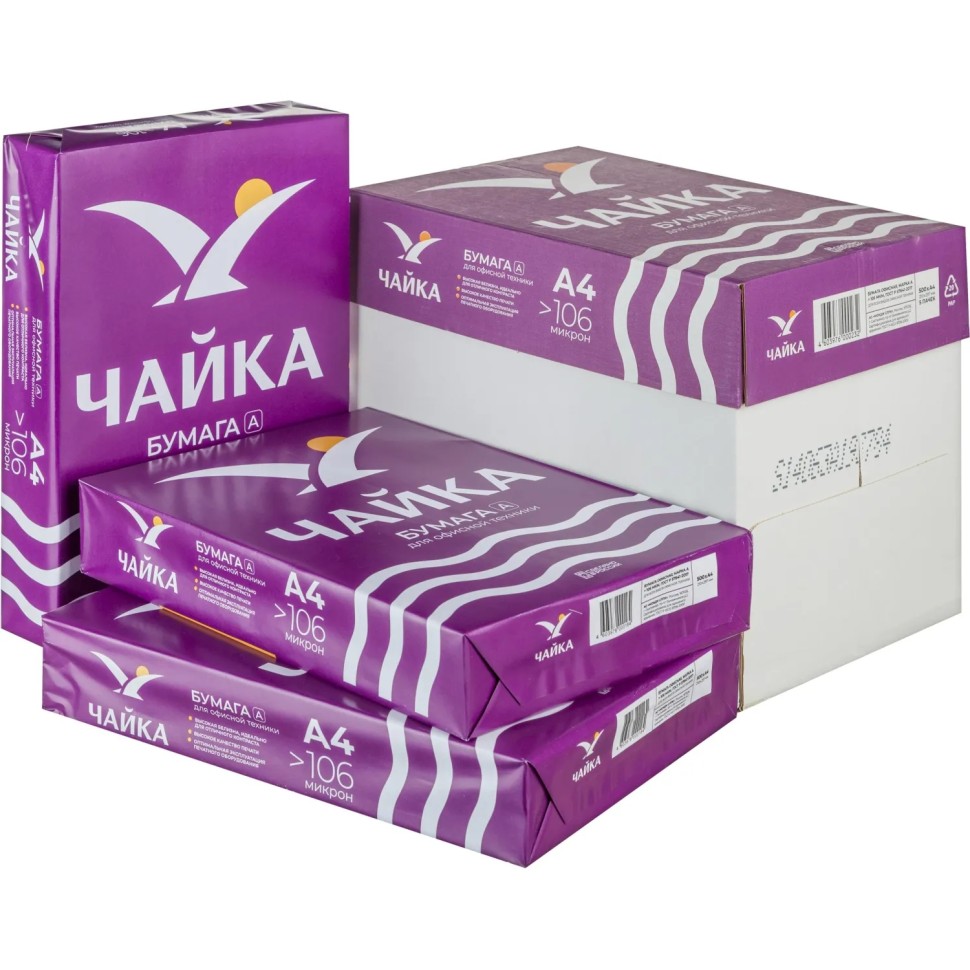 Бумага Чайка (А4, марка А, 80 г/кв.м, 500 л) Бумага Чайка (А4, марка А, 80 г/кв.м, 500 л)