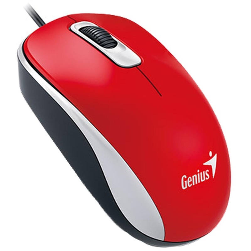 Мышь компьютерная Genius DX-110, USB, оптическая, 1000 DPI 1.5m, красный