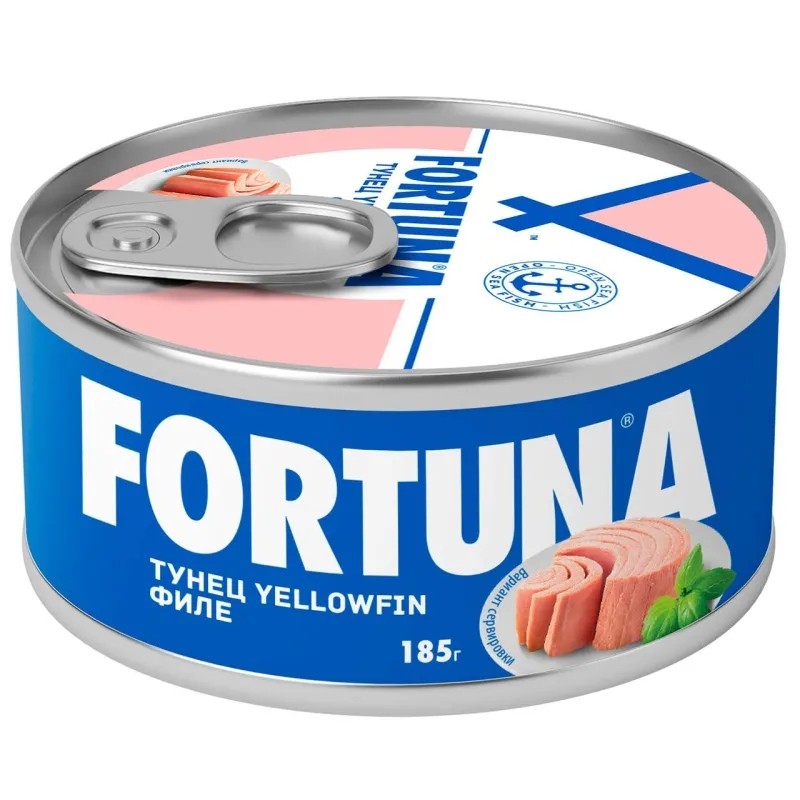 Тунец Fortuna филе yellowfin в собственном соку 185г