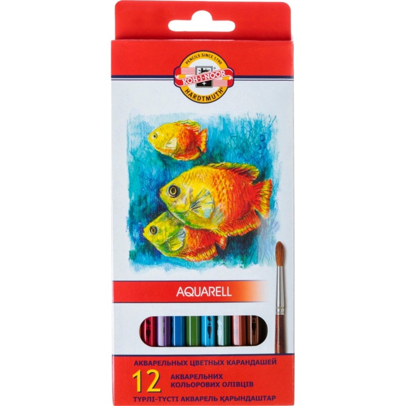 Карандаши акварельные цветные KOH-I-NOOR FISH 12цв/наб,  3716012004KSRU