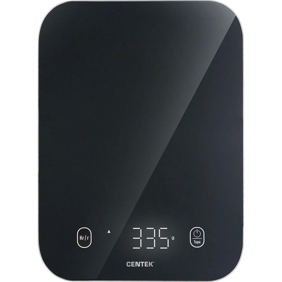 Весы кухонные Centek CT-2480 LED BLACK,150х15х205мм,max 5кг,шаг 1г