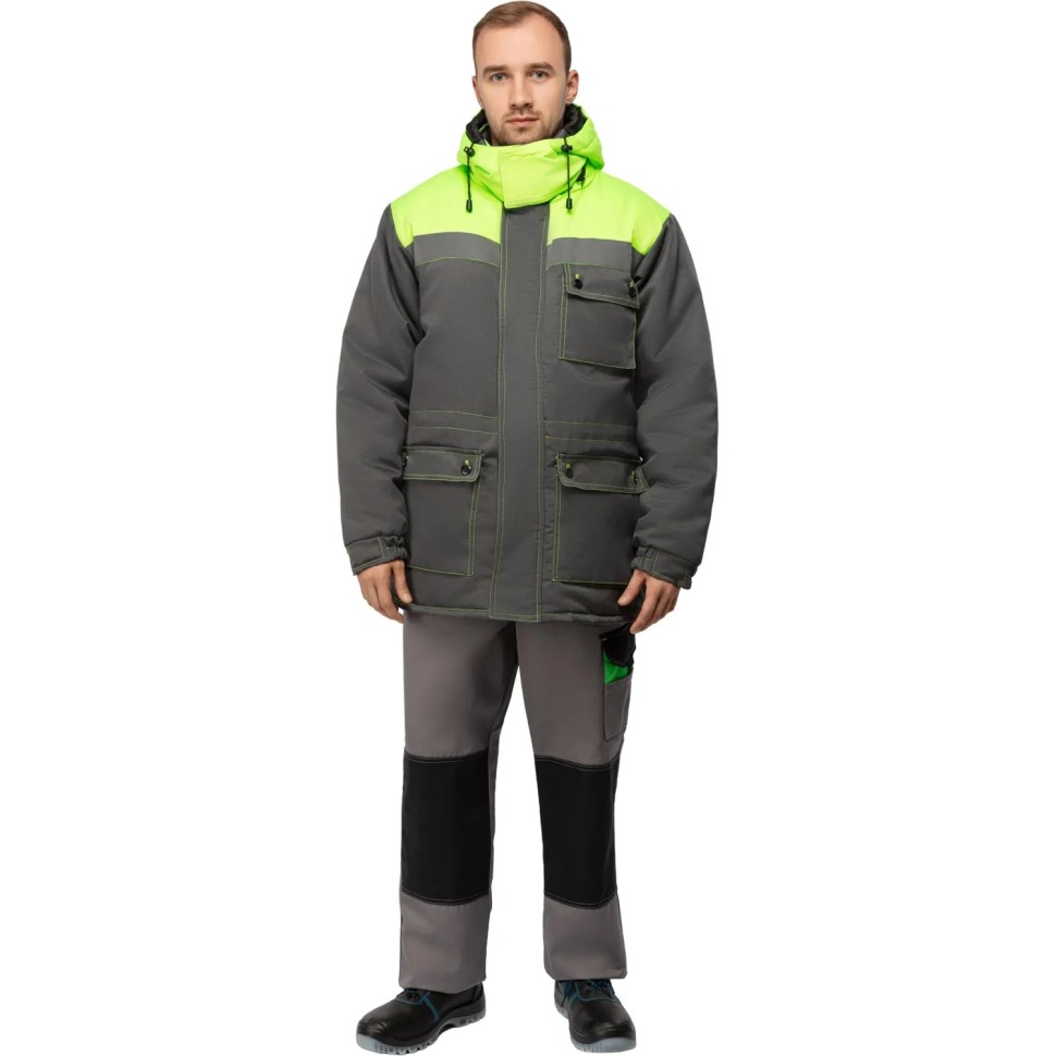 Куртка зимняя мужская з08-КУ, цв. сер/лайм с СОП (р.52-54) 182-188 Куртка зимняя мужская з08-КУ, цв. сер/лайм с СОП (р.52-54) 182-188
