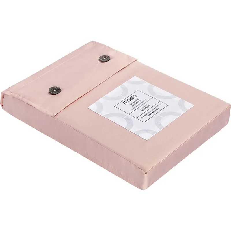 Простыня 160х200х30 на рез. из прем.сатина цвета пыльной розы,TK24-FS0047