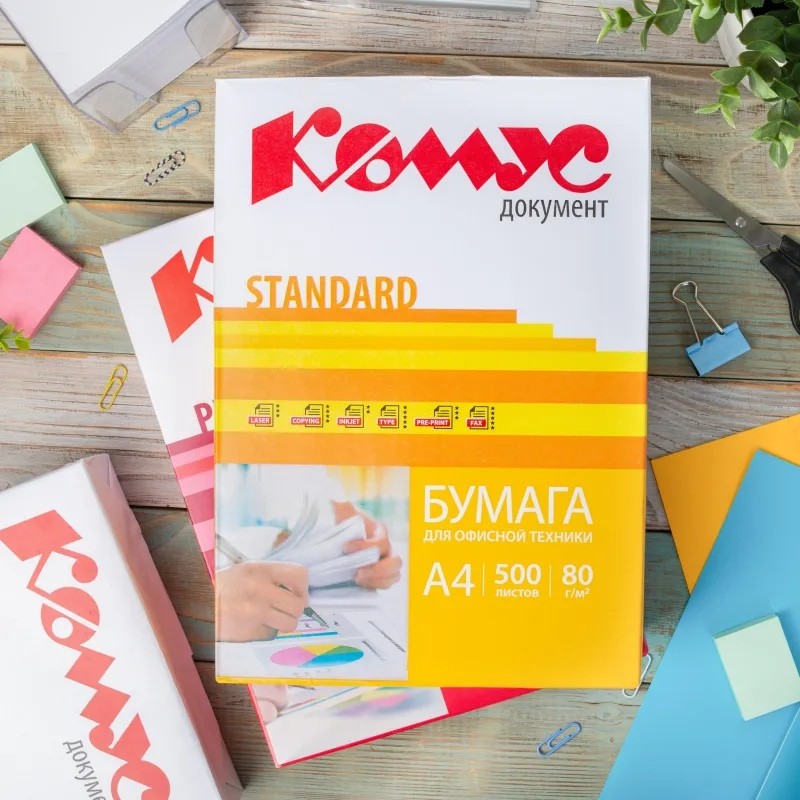 Бумага КОМУС ДОКУМЕНТ Standard (А4, марка С, 80 г/кв.м, 500 л)  сырье спец